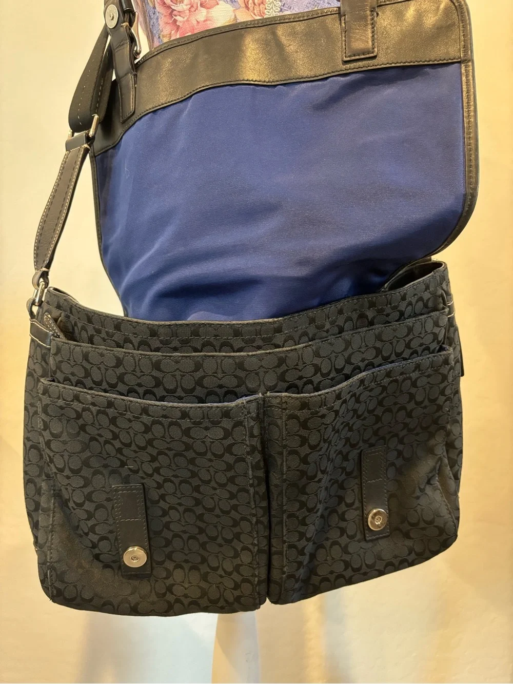 Coach Black Voyager Monogram Canvas Crossbody Messenger Bag